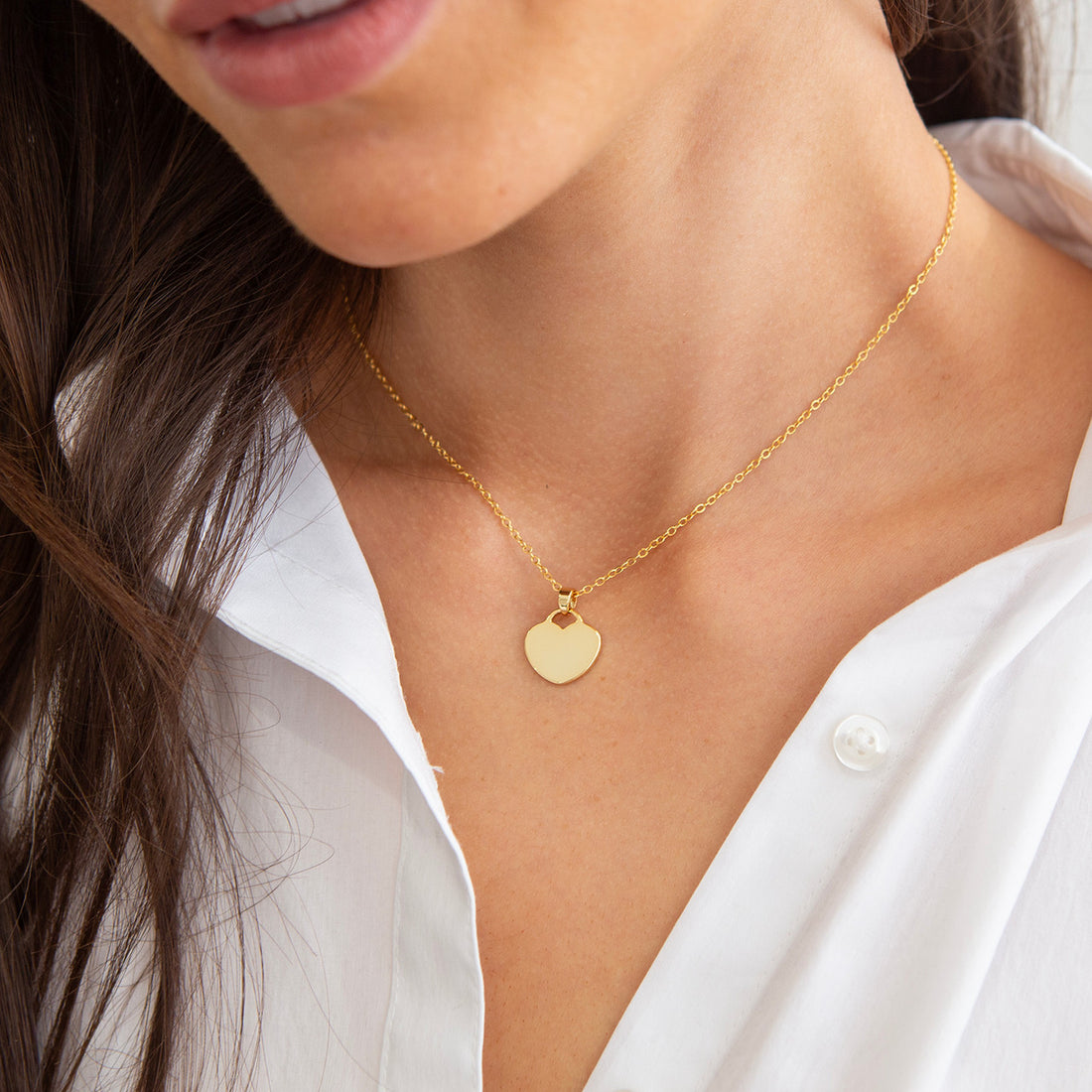 EFY Flat heart necklace in gold