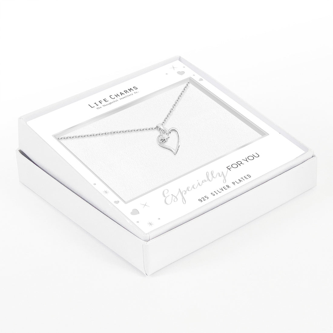 Open heart with zirconia stone necklace