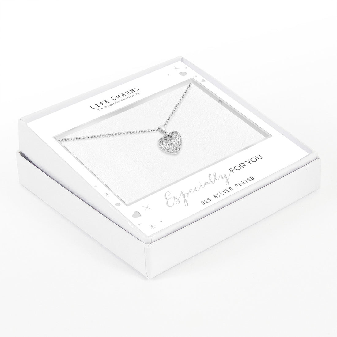 Crystal puffed heart necklace