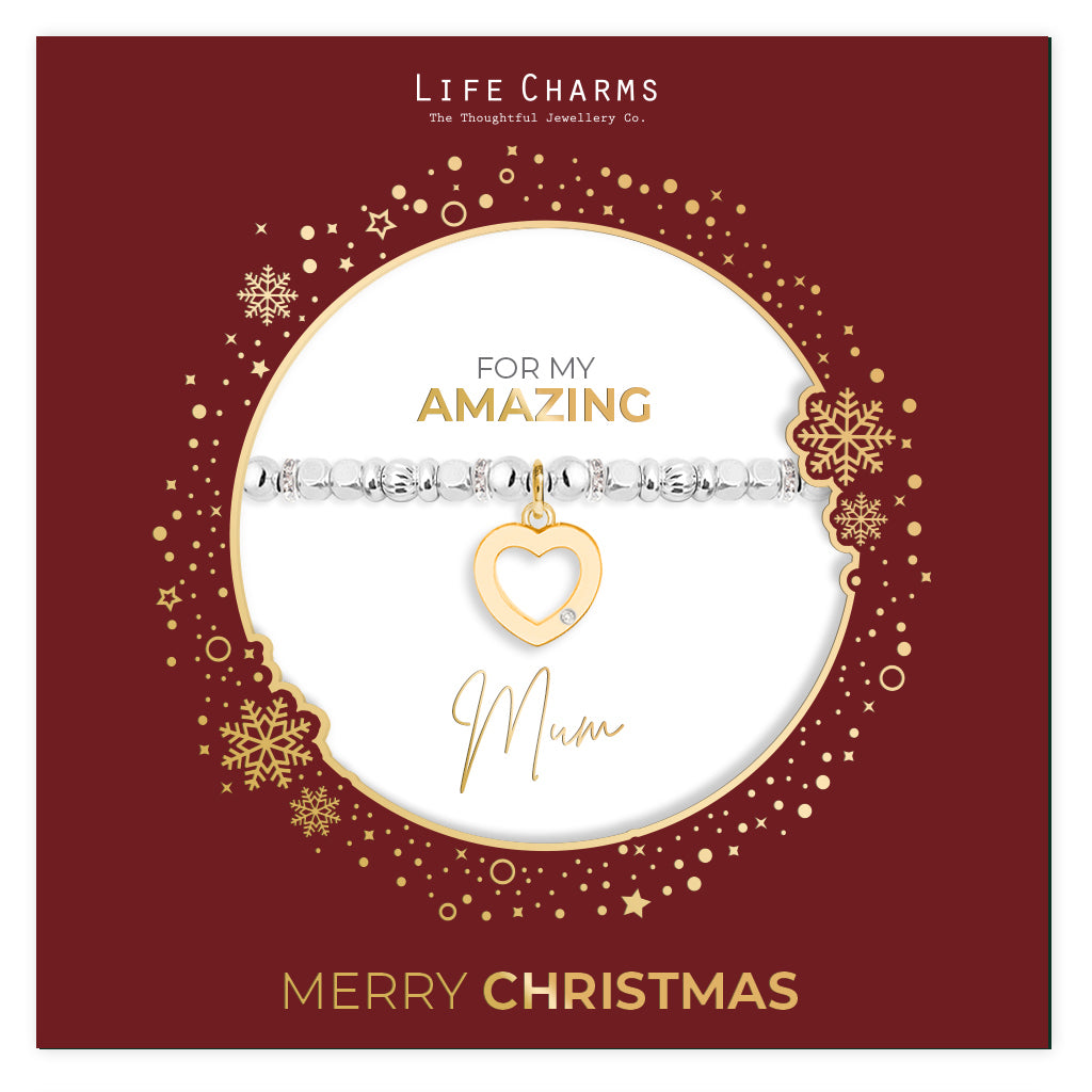 Amazing Mum sparkly bracelet in a Christmas sleeve