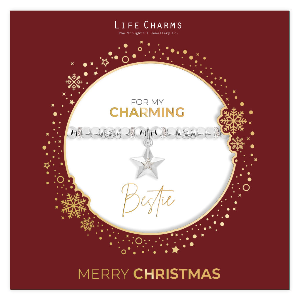 Charming Bestie sparkly bracelet in a Christmas sleeve