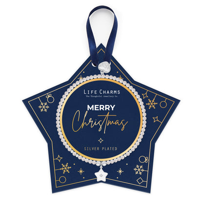 Merry Christmas crystal charm bracelet on a hanging card