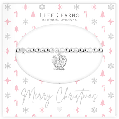 Merry Christmas Silver Angel Wings Heart Bracelet Gift