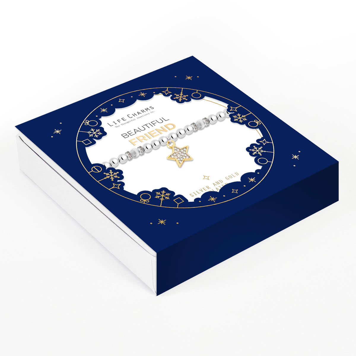 Silver and gold charm bracelet with Christmas sleeve - Friend