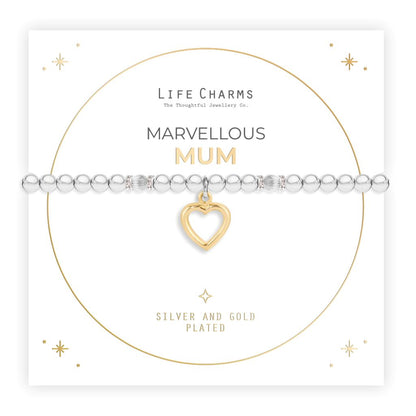 Silver and gold charm bracelet with Christmas sleeve - Mum
