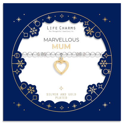 Silver and gold charm bracelet with Christmas sleeve - Mum