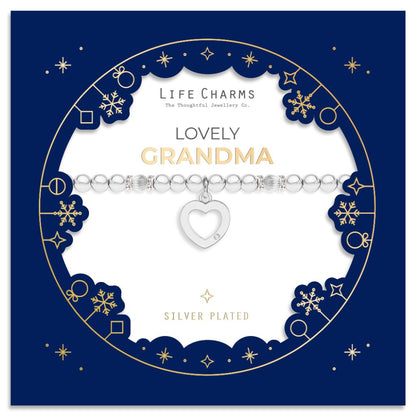 Silver charm bracelet with Christmas sleeve - Grandma