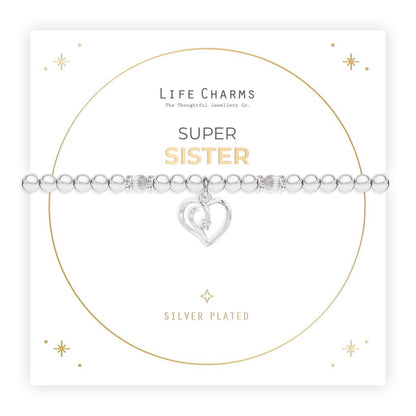 Silver charm bracelet with Christmas sleeve - Sister