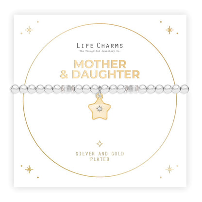 Silver and gold charm bracelet with Christmas sleeve - Mother &amp; Daughter