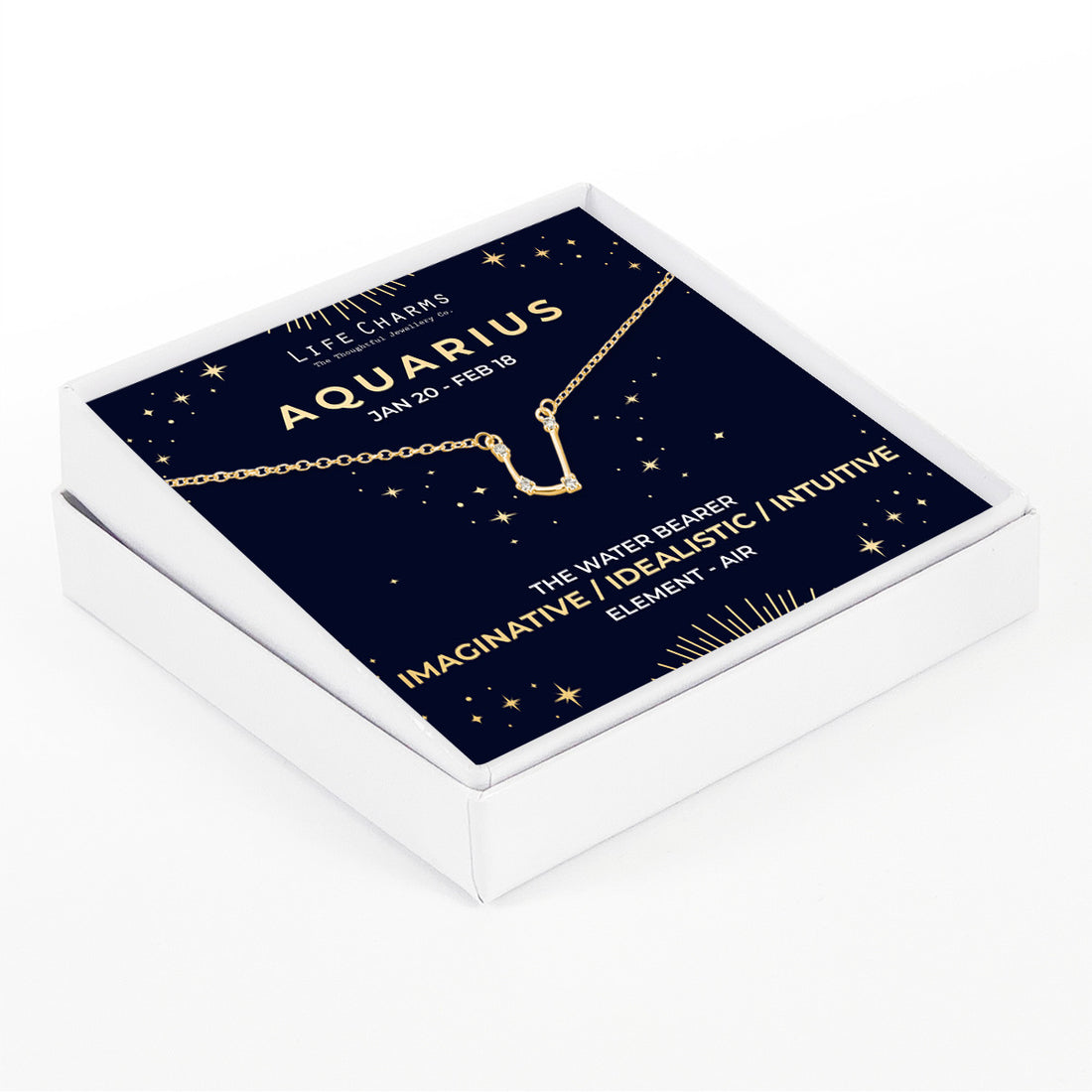 Aquarius Gold Zodiac Constellation Necklace