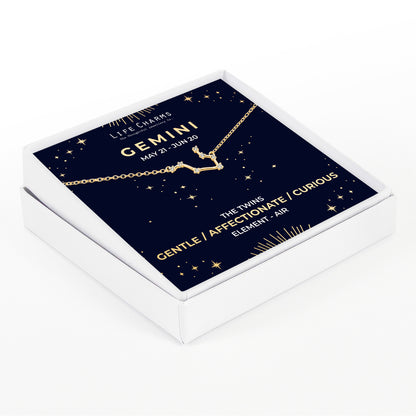 Gemini Gold Zodiac Constellation Necklace