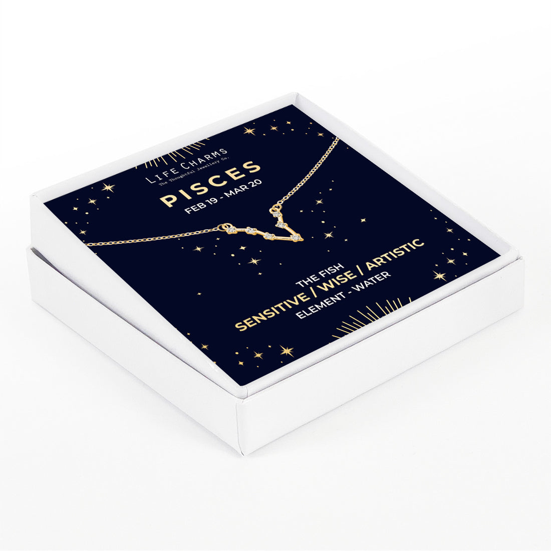 Pisces Gold Zodiac Constellation Necklace