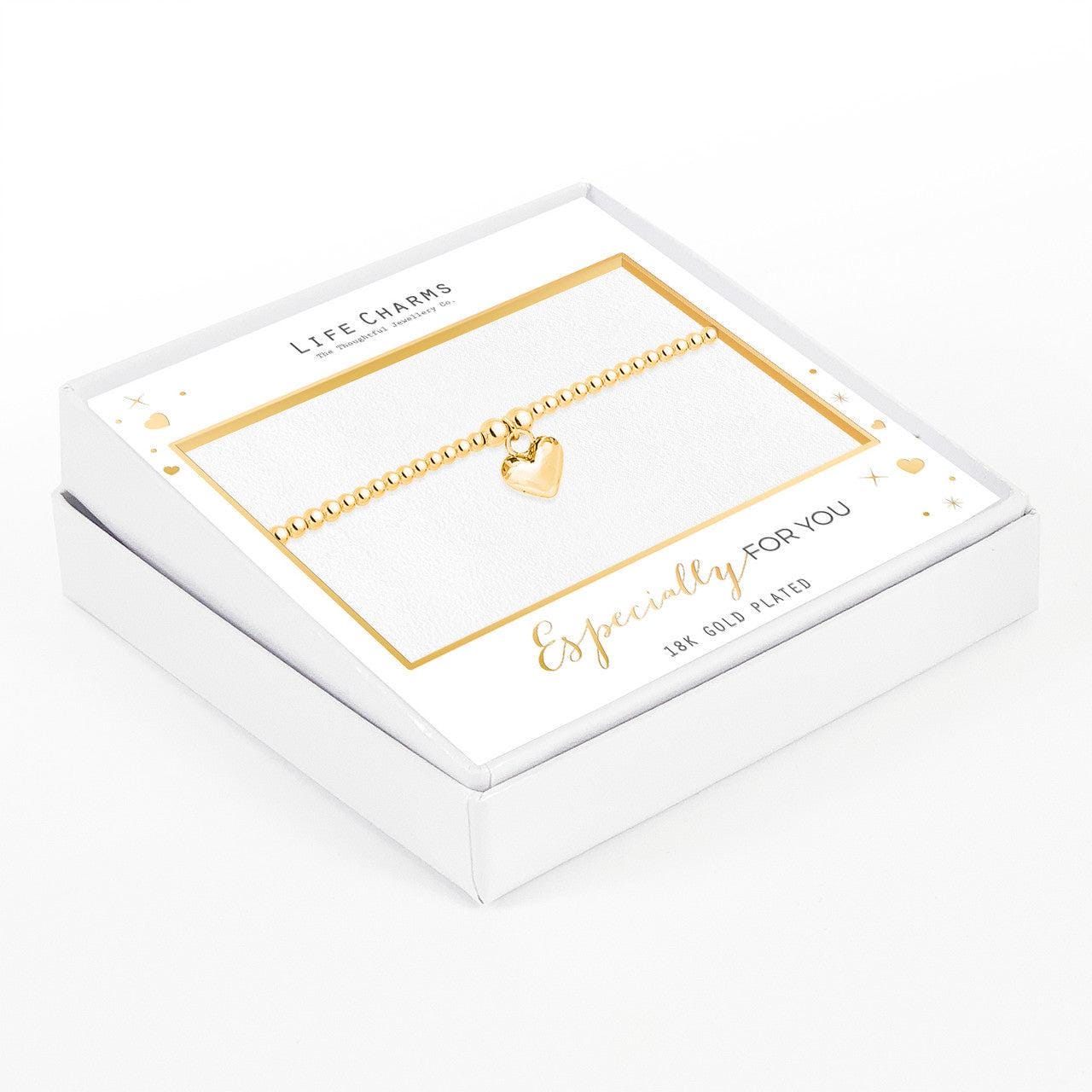 Polished puffed heart bracelet in gold