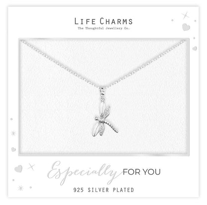 Sparkling dragonfly pendant necklace