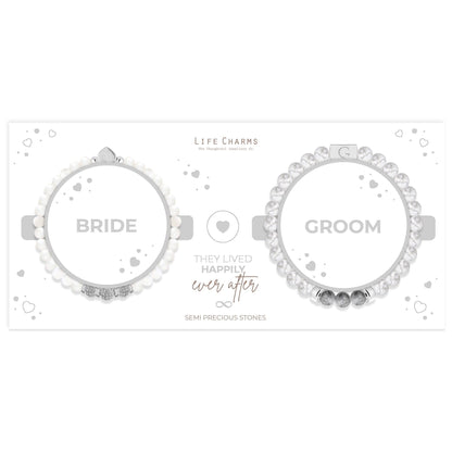 Bride &amp; Groom semi precious stones bracelet set