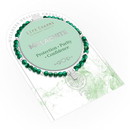 Malachite &amp; silver beads healing crystals bracelet