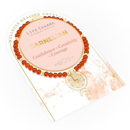 Carnelian &amp; gold beads healing crystals bracelet