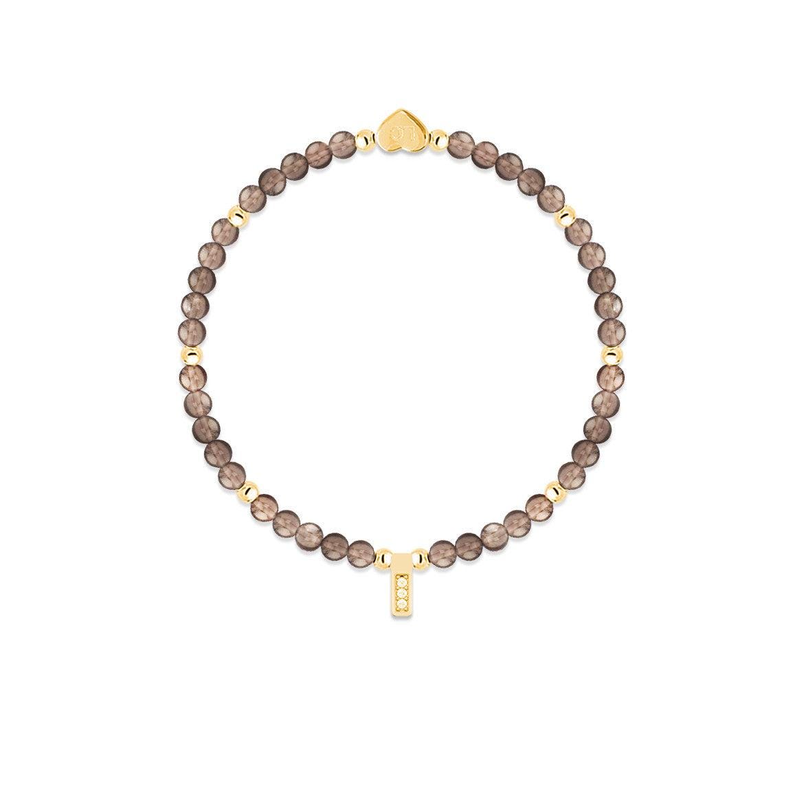Smoky Quartz &amp; gold beads healing crystals bracelet