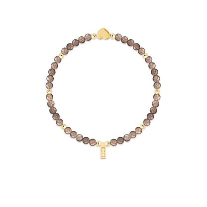 Smoky Quartz &amp; gold beads healing crystals bracelet