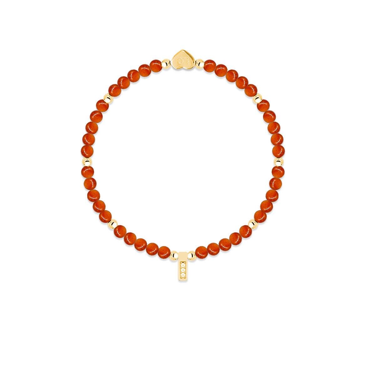 Carnelian &amp; gold beads healing crystals bracelet