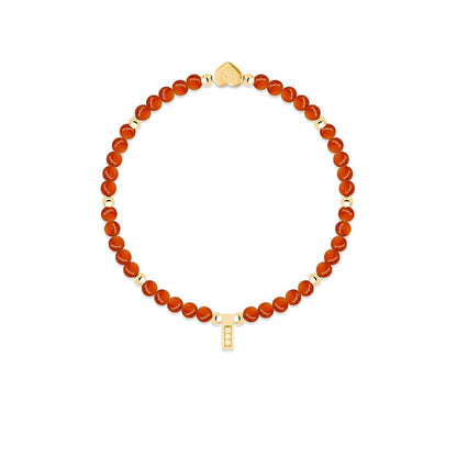 Carnelian &amp; gold beads healing crystals bracelet