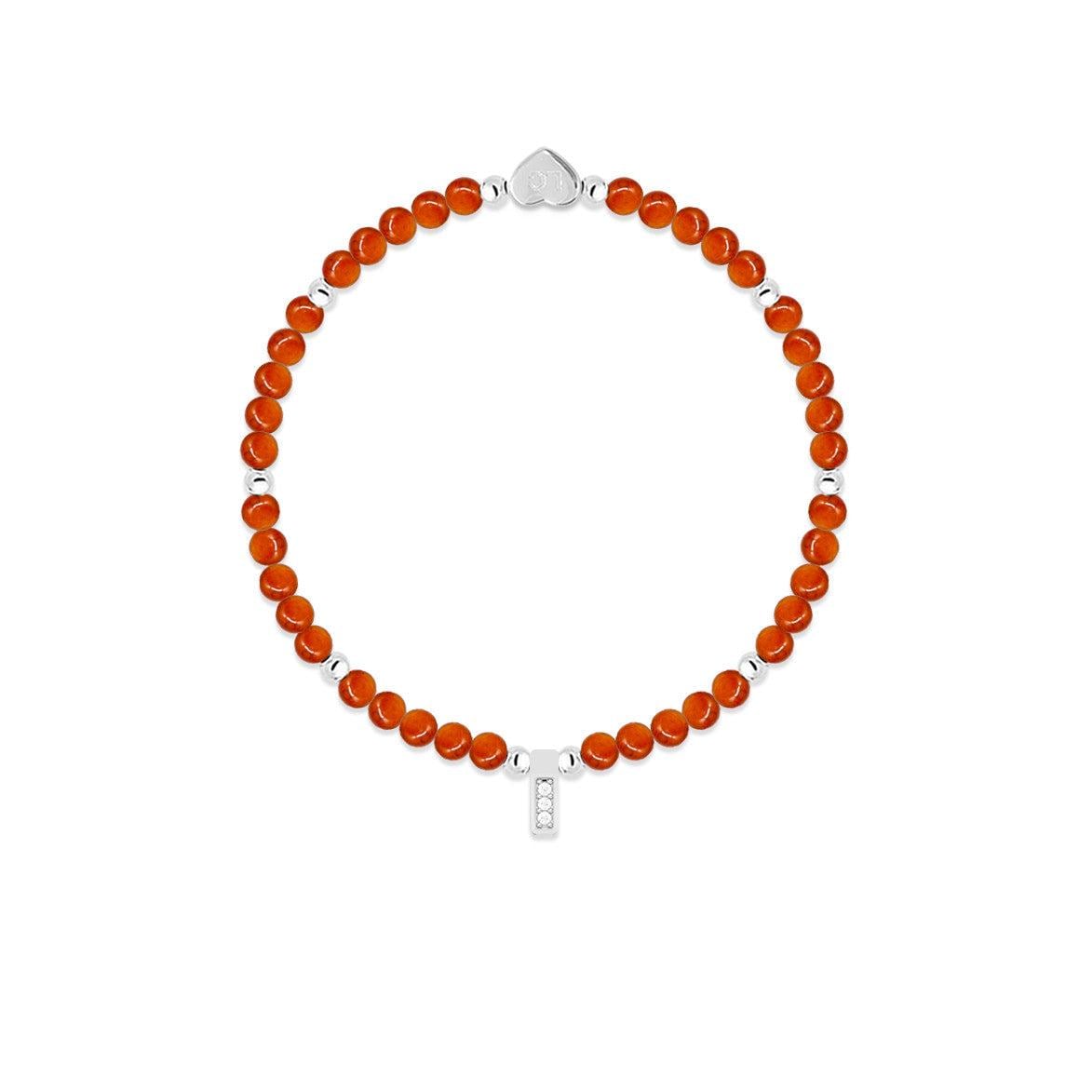 Carnelian &amp; silver beads healing crystals bracelet