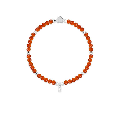 Carnelian &amp; silver beads healing crystals bracelet