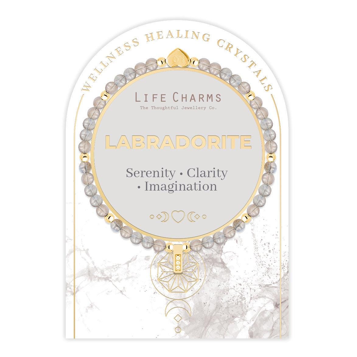 Labradorite &amp; gold beads healing crystals bracelet