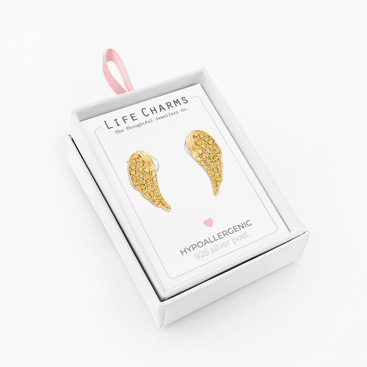 Crystal angel wing studs