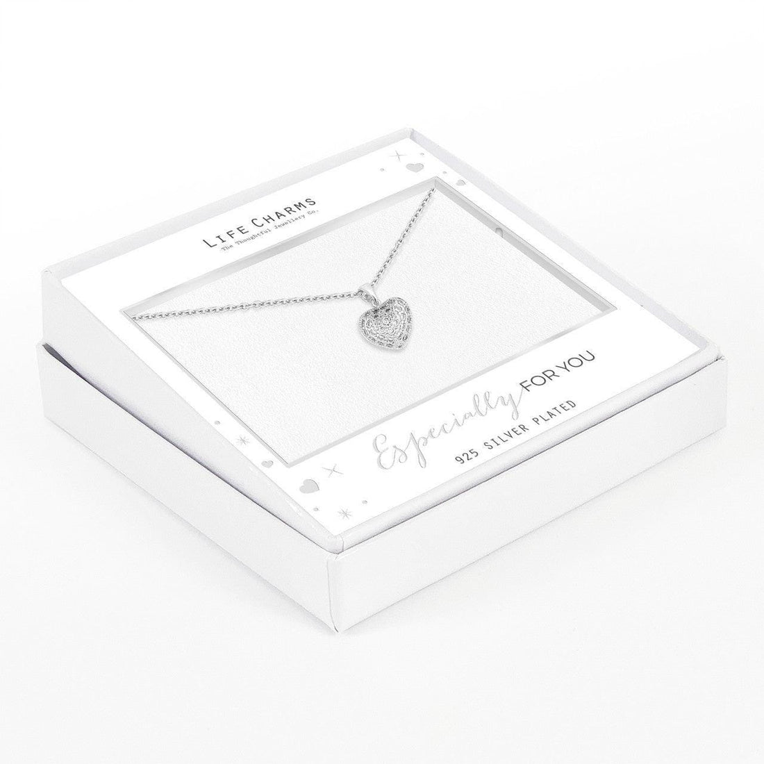 Crystal puffed heart necklace