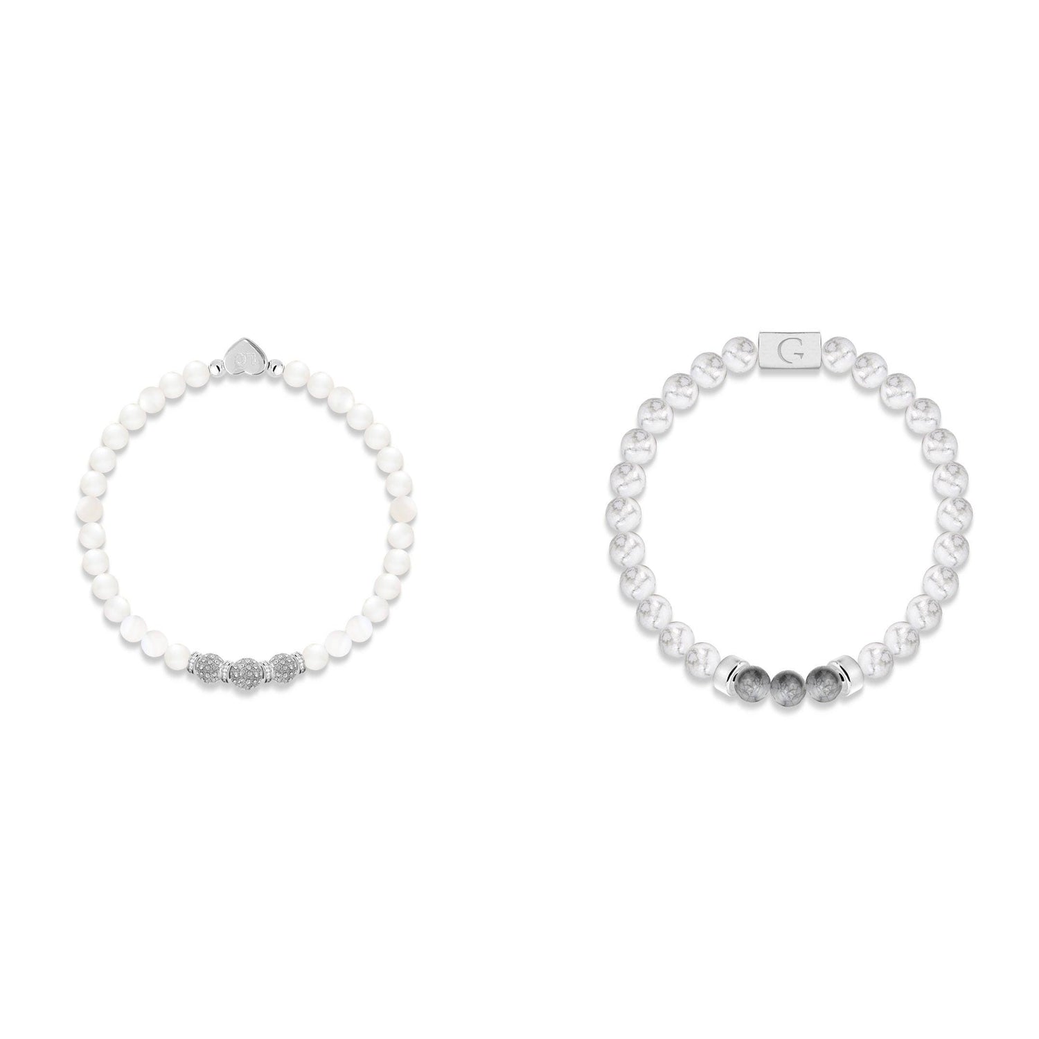 Bride &amp; Groom semi precious stones bracelet set