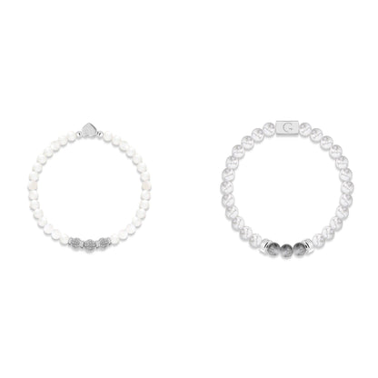 Bride &amp; Groom semi precious stones bracelet set
