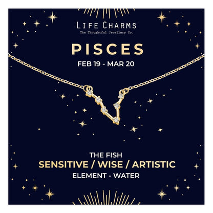 Pisces Gold Zodiac Constellation Necklace