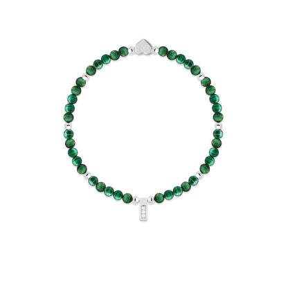 Malachite &amp; silver beads healing crystals bracelet