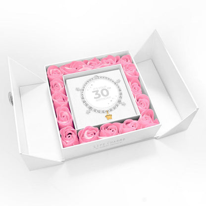 Happy 30th Birthday - Gold star charm bracelet in flower box