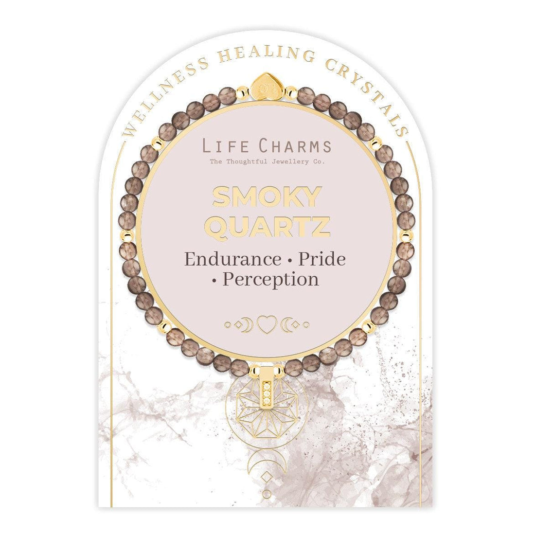 Smoky Quartz &amp; gold beads healing crystals bracelet