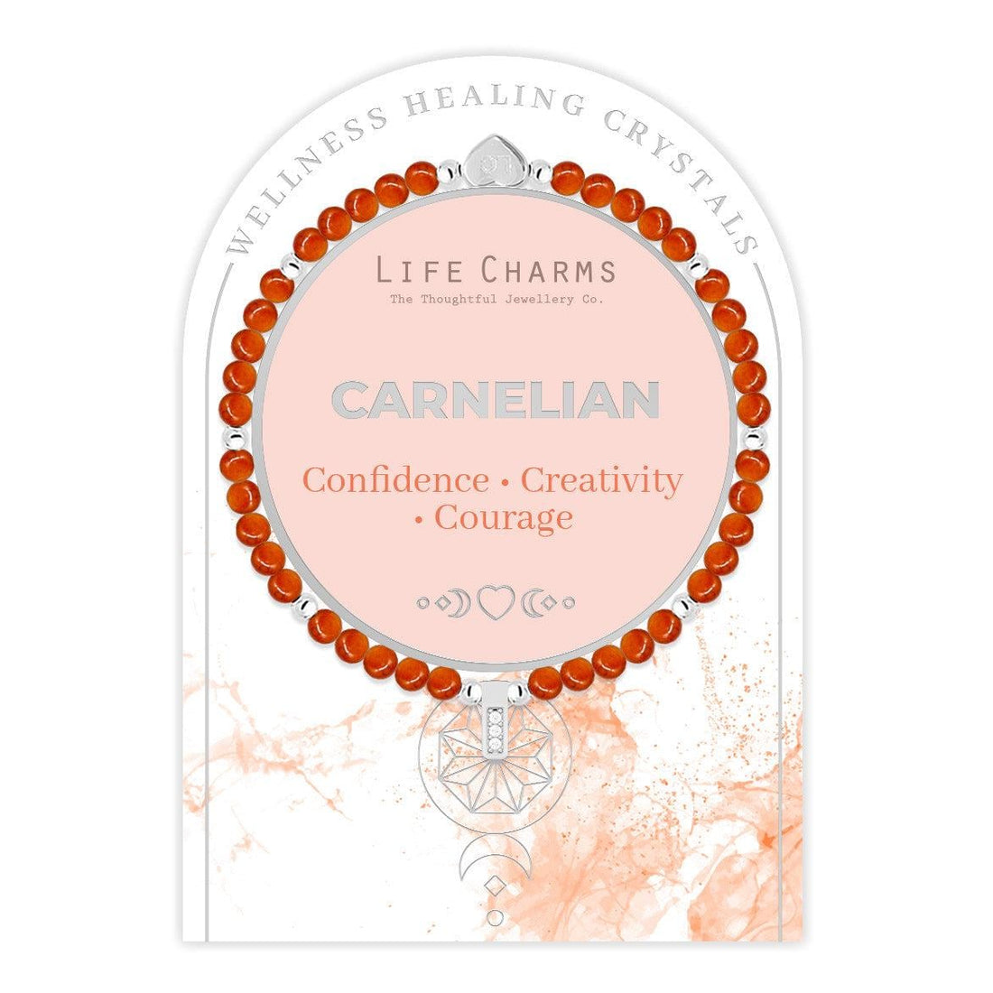 Carnelian &amp; silver beads healing crystals bracelet