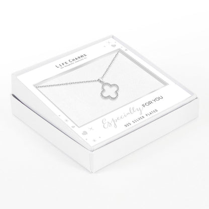 Sparkly 4 leaf clover necklace