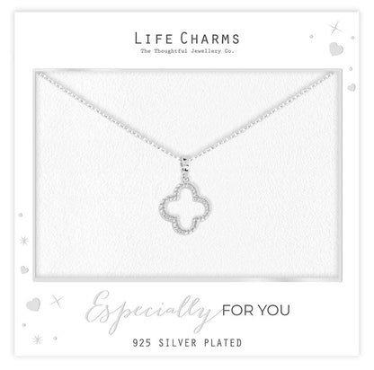 Sparkly 4 leaf clover necklace