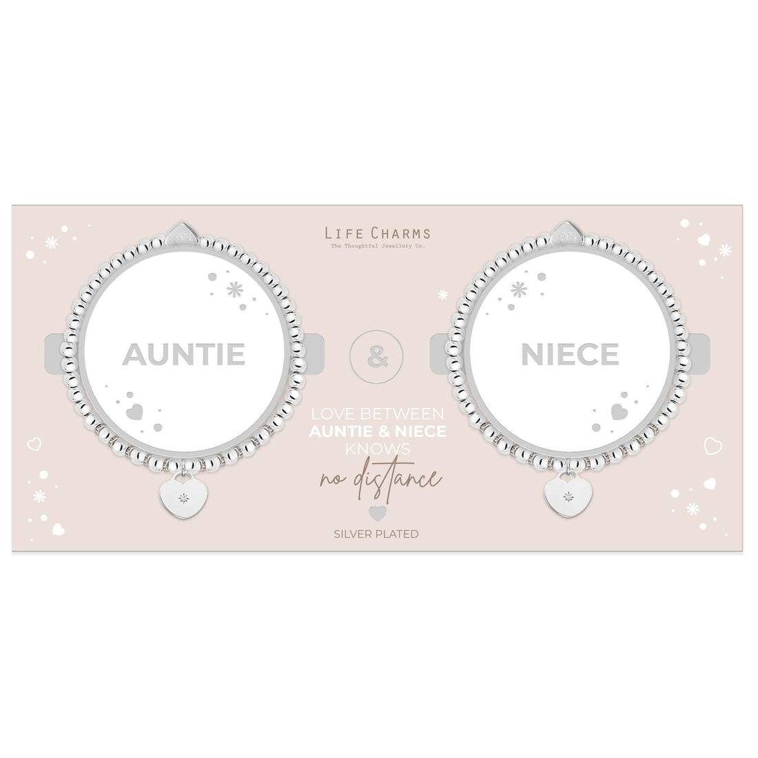 Auntie &amp; Niece heart charm bracelet set