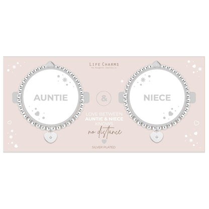 Auntie &amp; Niece heart charm bracelet set