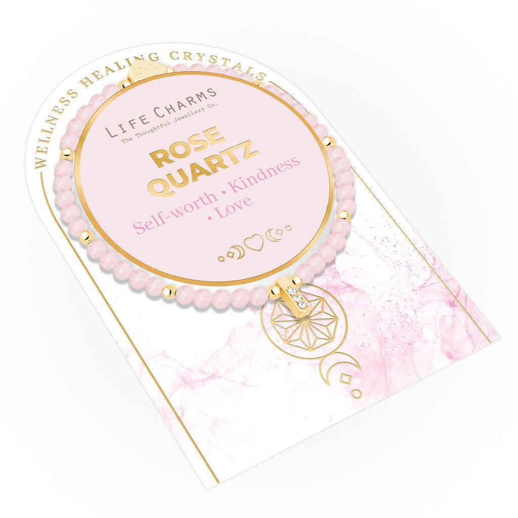 Rose Quartz &amp; gold beads healing crystals bracelet