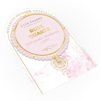 Rose Quartz &amp; gold beads healing crystals bracelet