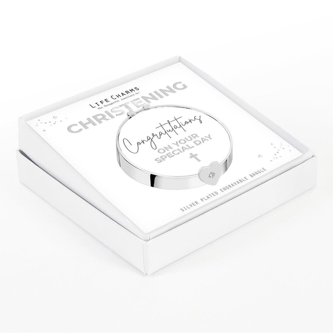 Christening baby bangle with heart