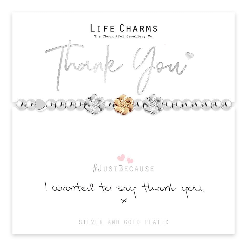 Thank You Silver Flower Bracelet