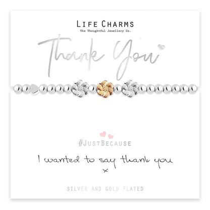 Thank You Silver Flower Bracelet