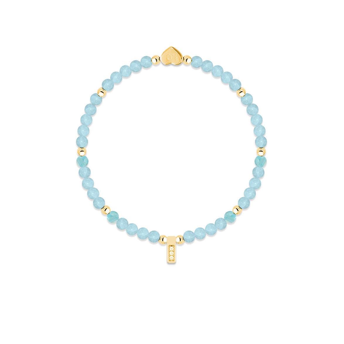 Aquamarine &amp; gold beads healing crystals bracelet