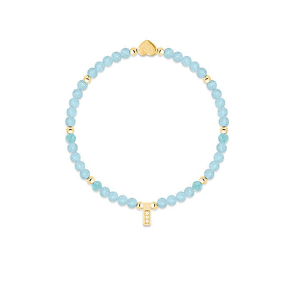 Aquamarine &amp; gold beads healing crystals bracelet