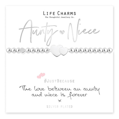 Aunty &amp; Niece Heart Charm Bracelet