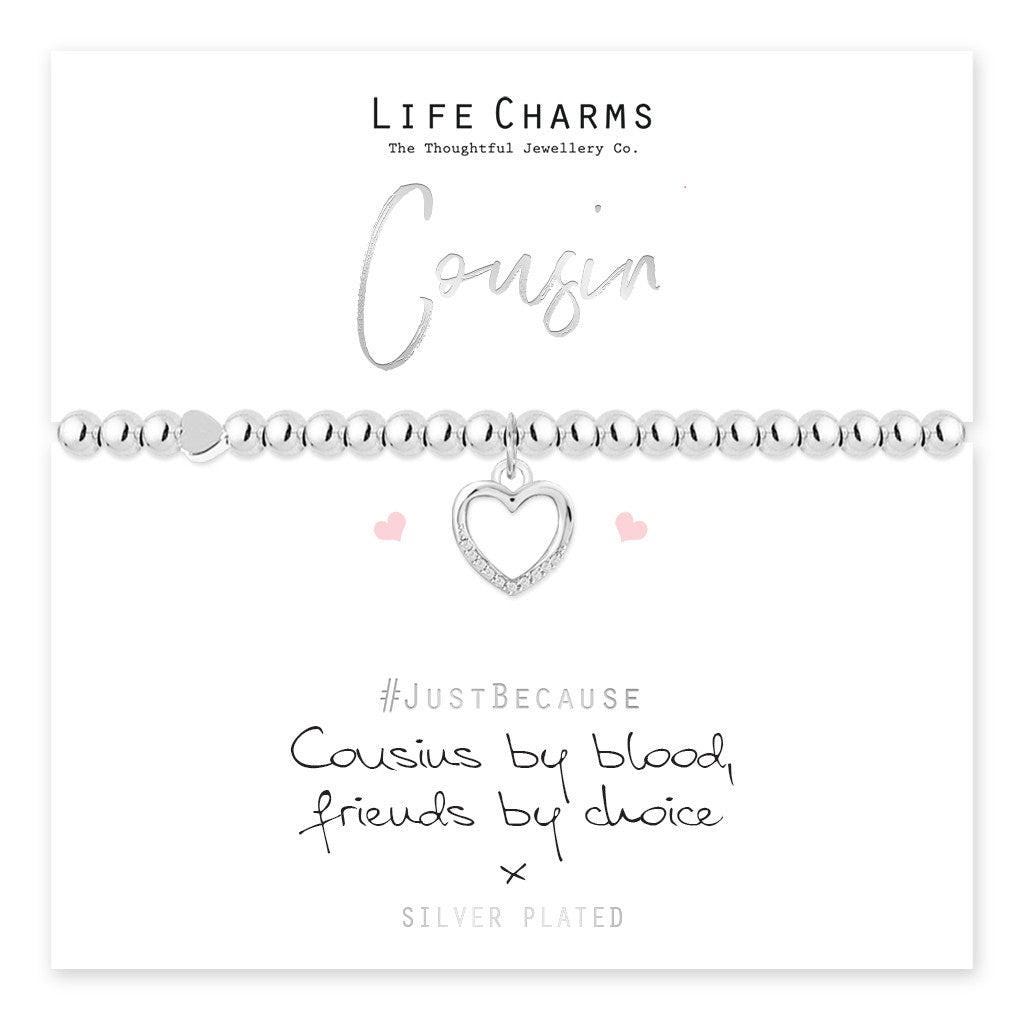 Cousin Sparkling Heart Charm Bracelet